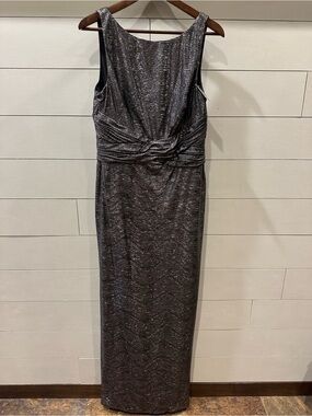 Ralph Lauren Women’s Silver Crinkle Long Dress- size 14